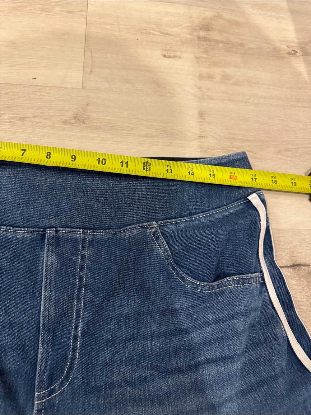 HALARA Flex high Waisted side Stripe Flowy Blue Wide Leg Jeans with Pockets. - Picture 7 of 10